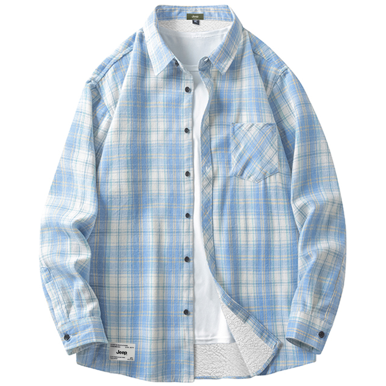 

Рубашка Unisex Lapel Moderate Jeep, светло синий[fleece-lined thermal]