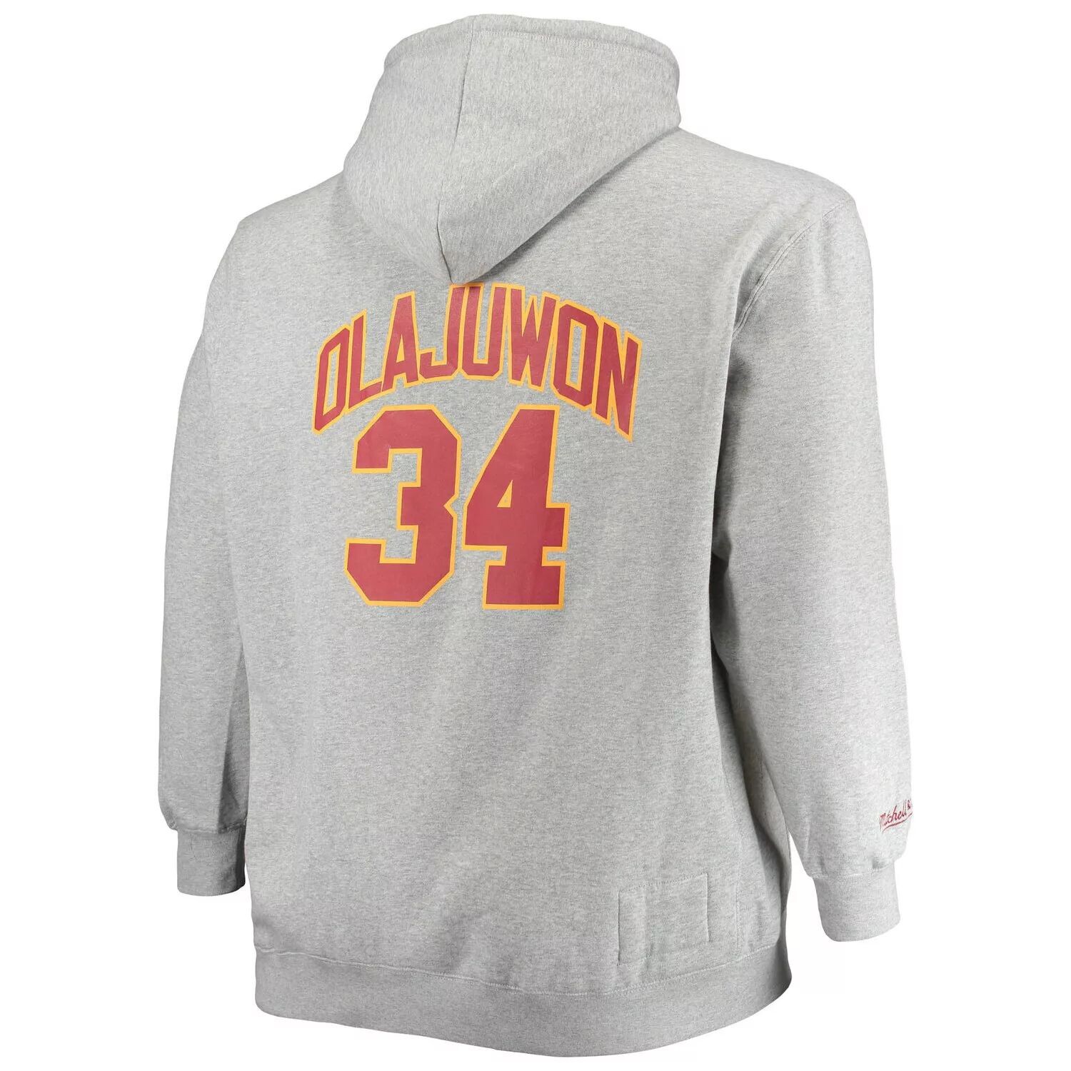 

Мужской пуловер с капюшоном Mitchell & Ness Hakeem Olajuwon Heathered Grey Houston Rockets Big & Tall Name & Number