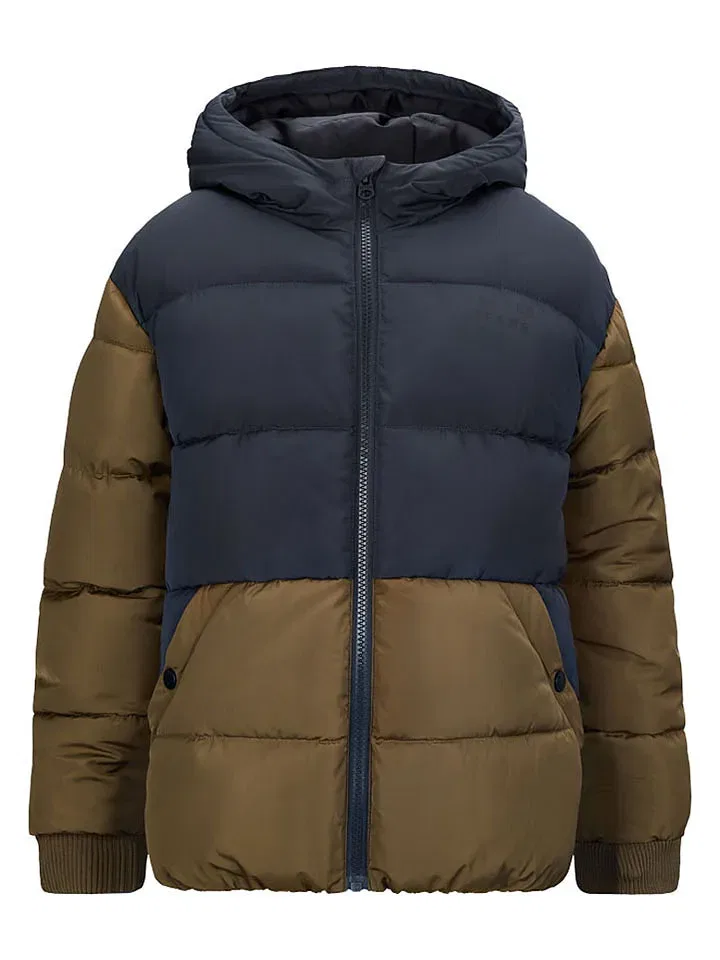 Стеганая куртка, детская, Retour, темно-синий/светло-коричневый