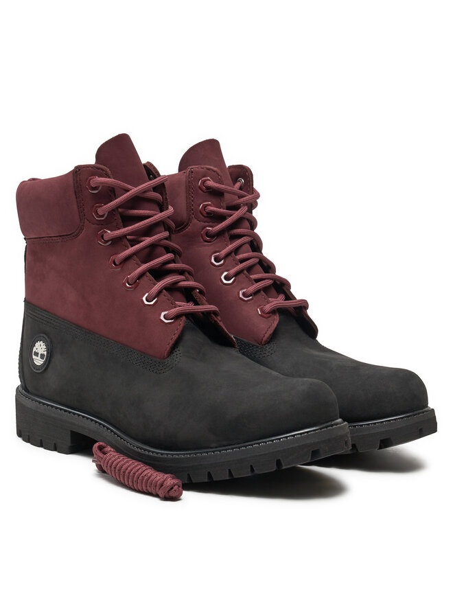 Мужские ботинки Timberland Premium из нубука на шнуровке, бордово-черный — фото 2
