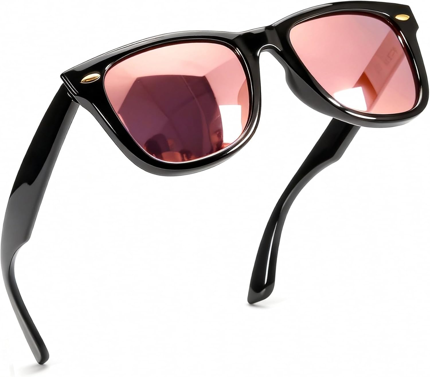 

Женские поляризованные солнцезащитные очки FancyPink с защитой UV400, зеркальные, для пляжа, дизайнерские модные солнцезащитные очки, средний размер, A09 - Glossy Black / Rose Gold, Mirrored