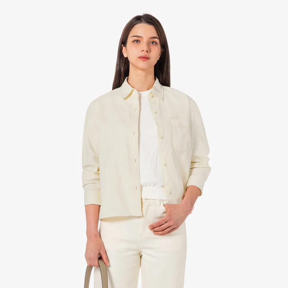 Рубашка-куртка Lacoste из денима, офф-вайт — фото 4