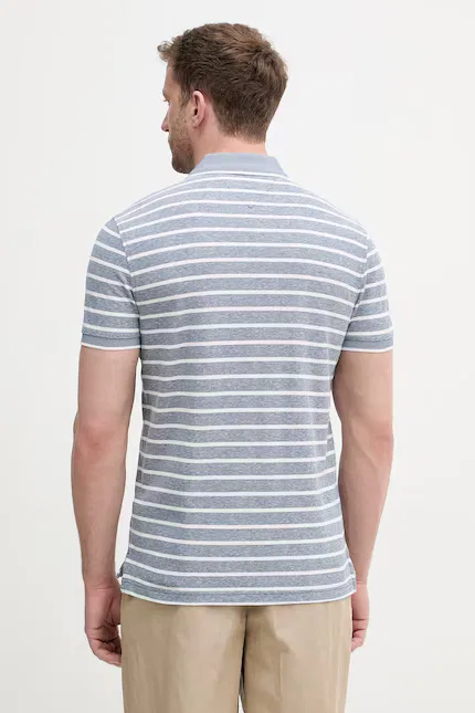 Поло с добавлением льна модель Polo męskie Tommy Hilfiger, синий — фото 3