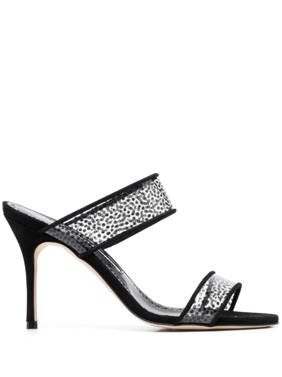 Manolo Blahnik bold polka-dot print sandals, черный