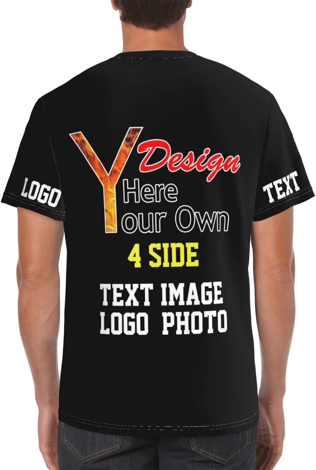 Футболка Custom T Shirt для мужчин с нанесением текста и изображения на 4 стороны — фото 3