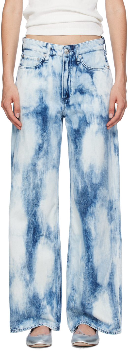 

Синие джинсы Logan Wide-Leg rag & bone, Indigo watercolor