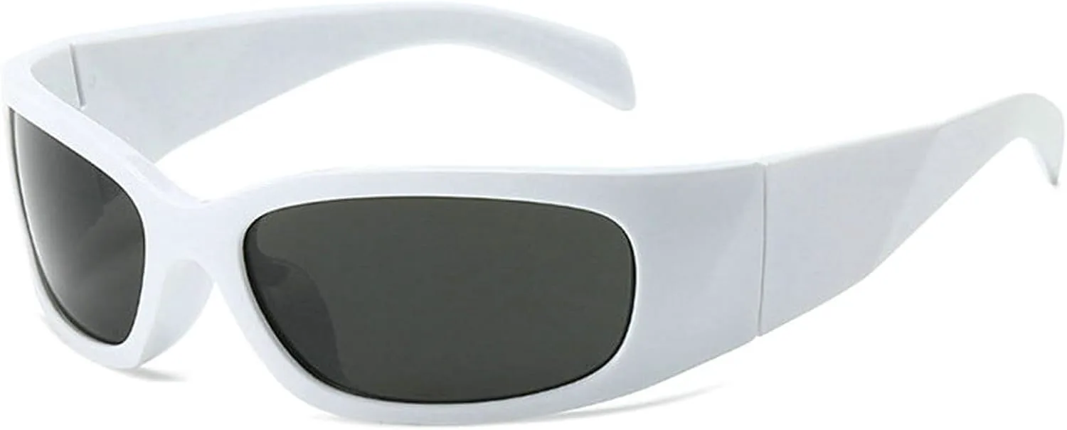 

Willochra Модные панк-очки Y2k Овальные солнцезащитные очки для женщин, обтекаемая форма, очки в стиле 2000-х, защита от ультрафиолета UV400, женские очки F27, White