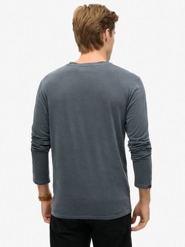 Органическая хлопковая классическая базовая майка Superdry, Washed Eclipse Navy — фото 2