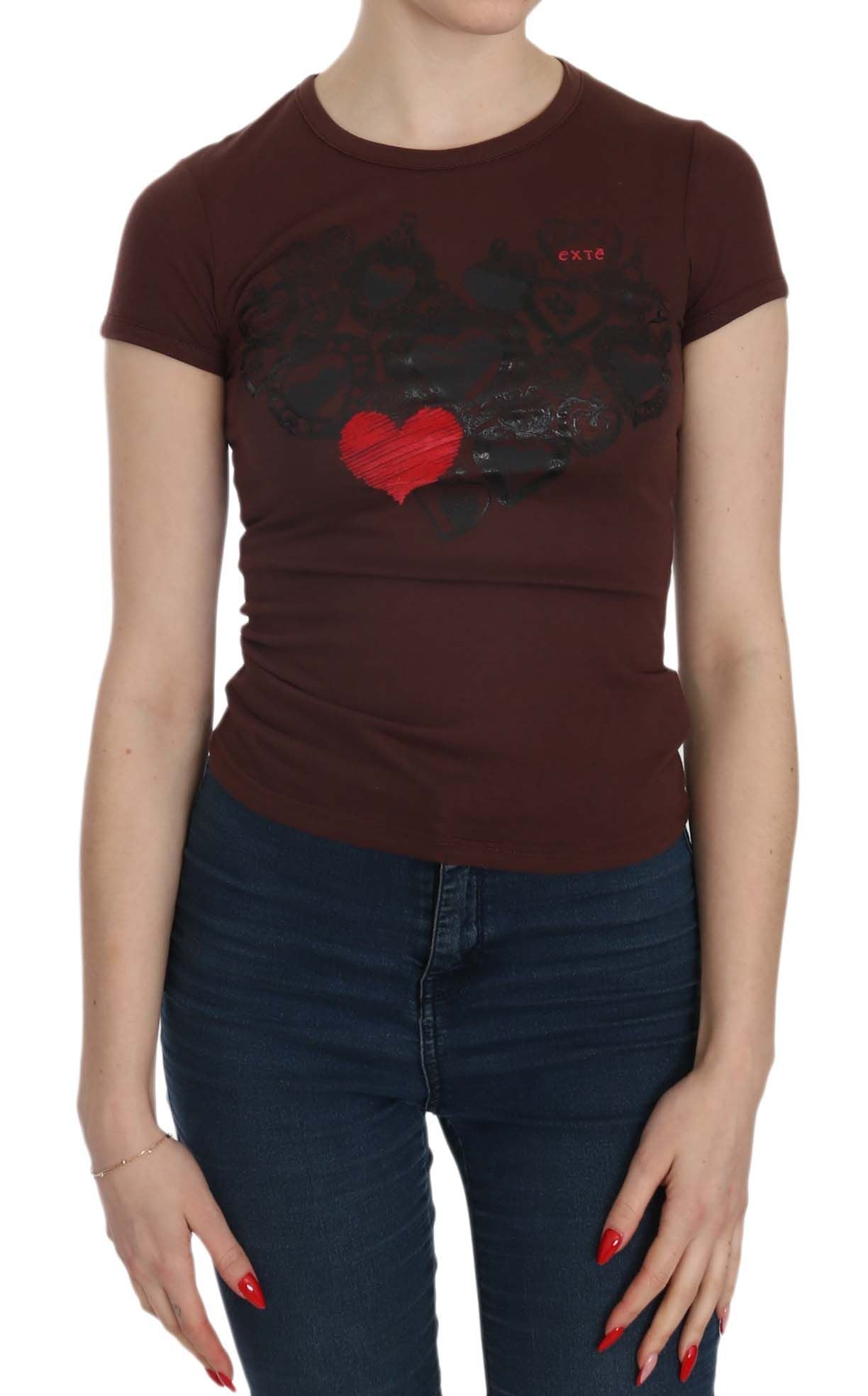 

Футболка с коротким рукавом Exte Hearts Casual, женская, топ, коричневый