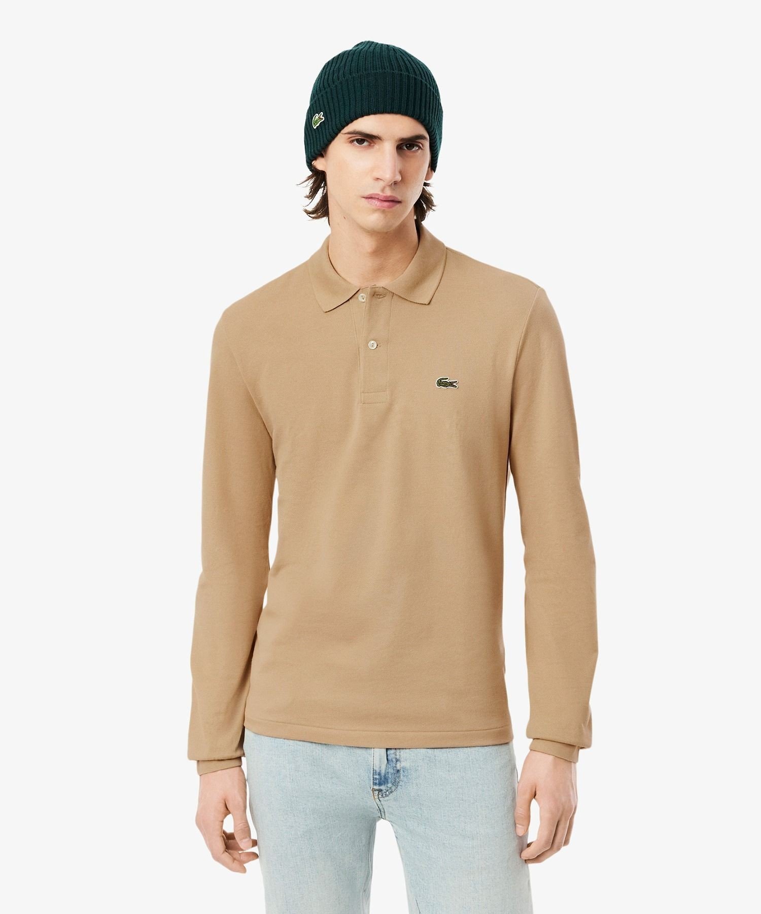 Рубашка-поло с длинным рукавом оригинального кроя LACOSTE, Beige