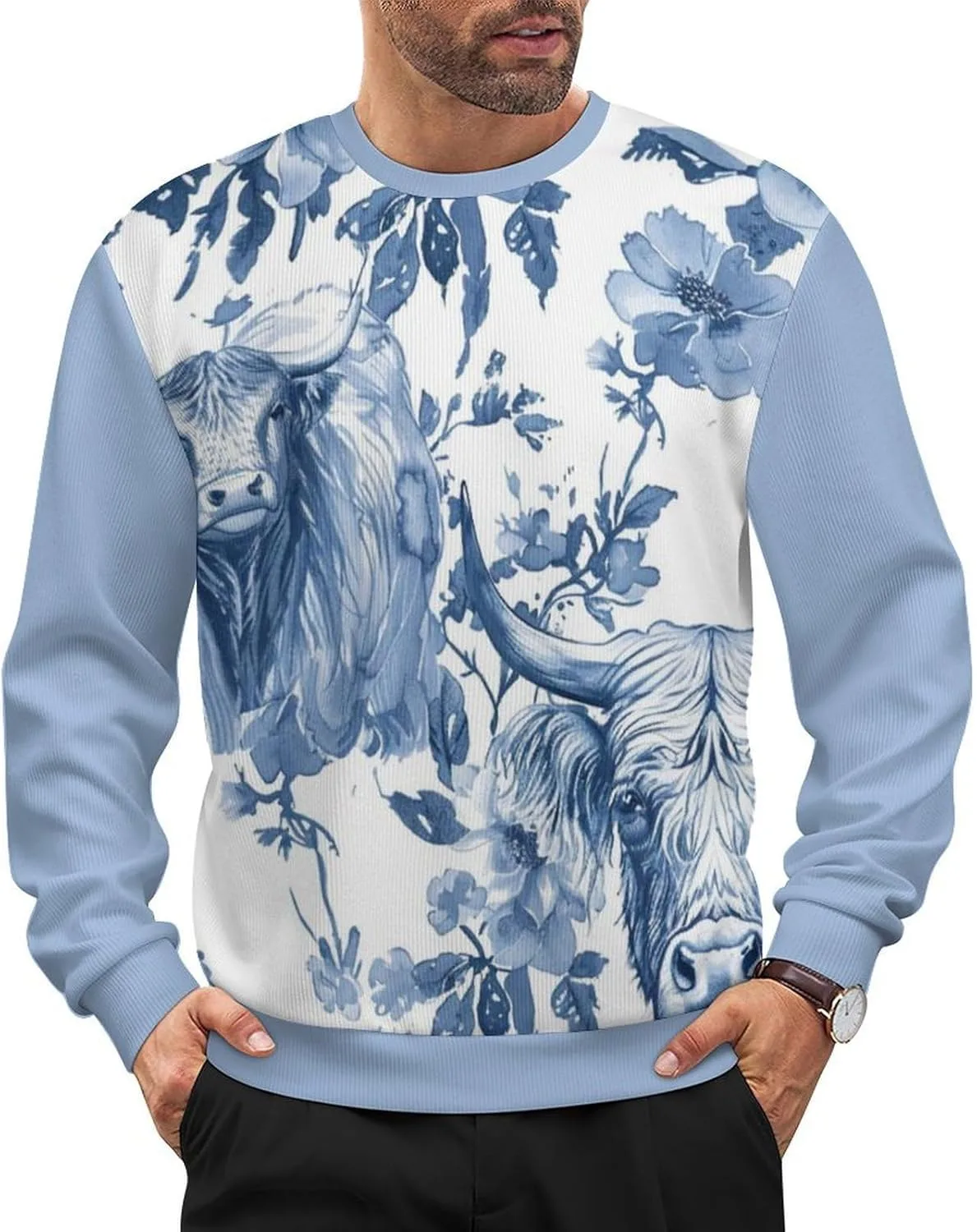 

Мужской оверсайз свитер с цветочным принтом HLSDFRES