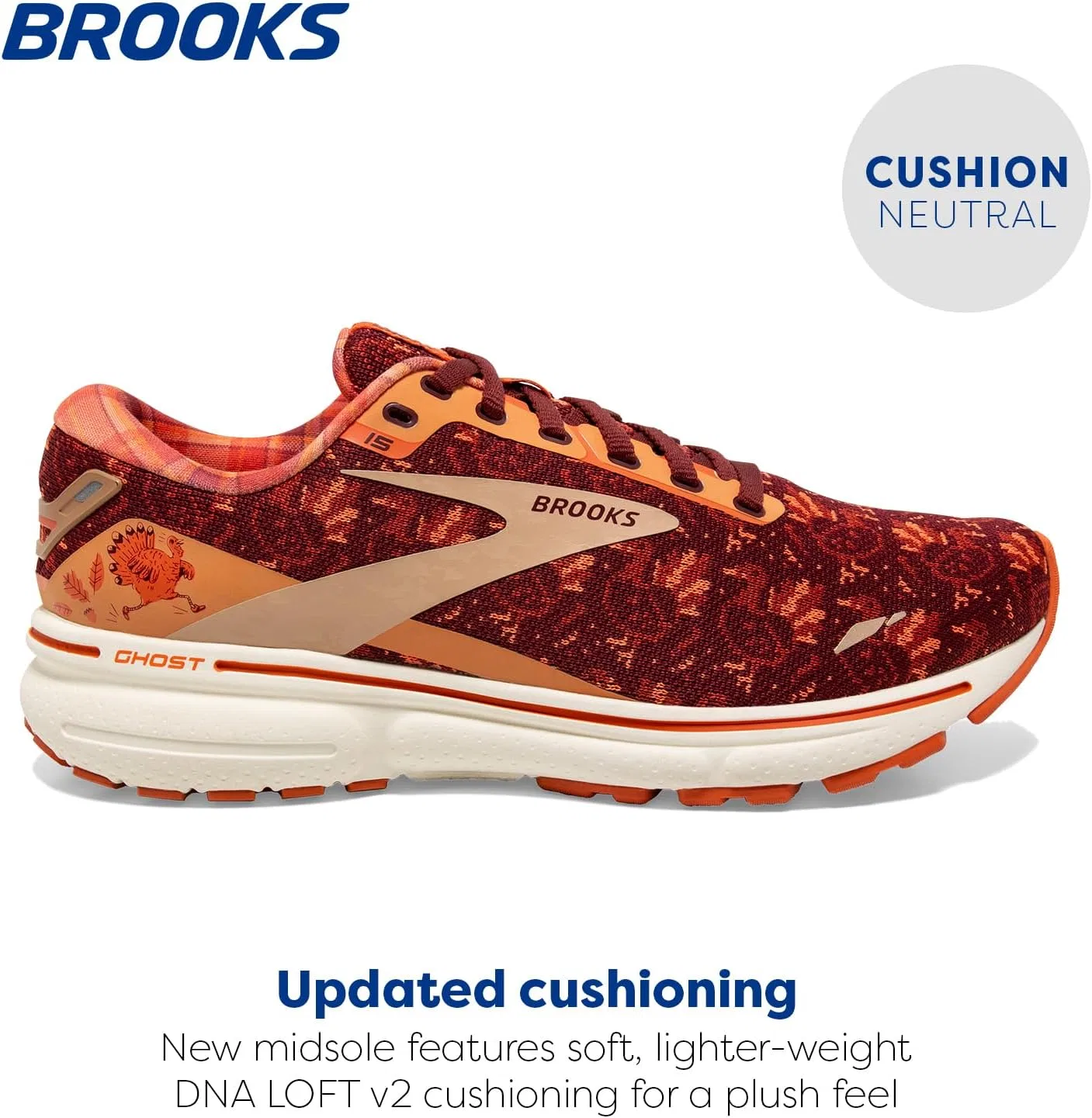 Мужские беговые кроссовки Brooks Ghost 15 нейтрального цвета, Black/Ebony/Nightlife — фото 3