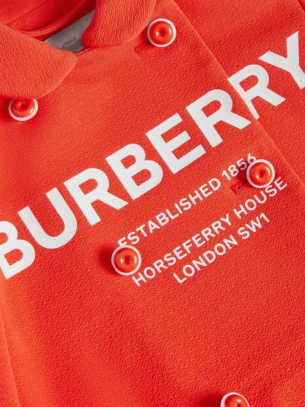 Двубортный креповый жакет с логотипом Burberry Kids, красный — фото 3