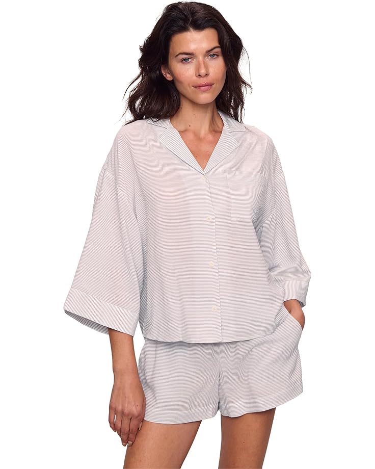 

Пижама Eberjey Nautico Relaxed Short Pj Set, цвет Feeder Stripes White/Peppercorn