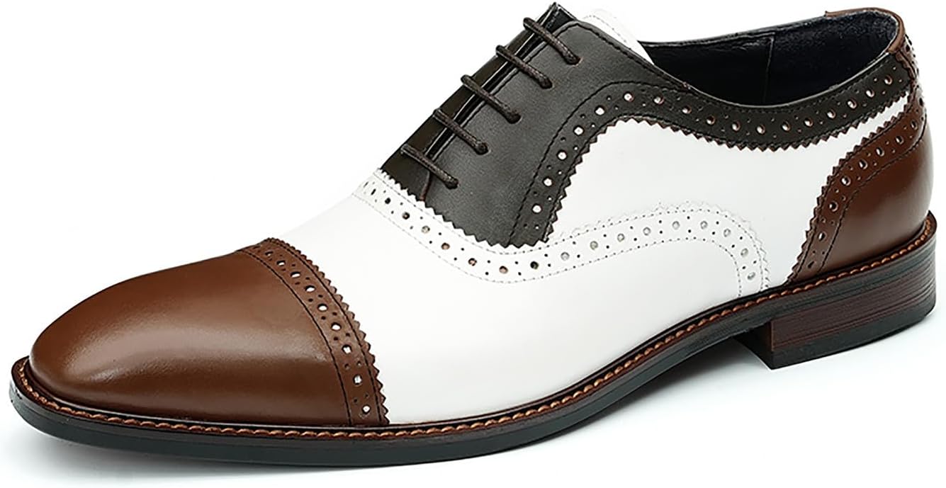 

Мужские оксфорды Santimon, формальные кожаные броги с крыльями, дерби, модные, для бизнеса, свадьбы, смокинга, повседневной носки, двухцветные оксфорды, туфли для выпускного для мужчин, белый