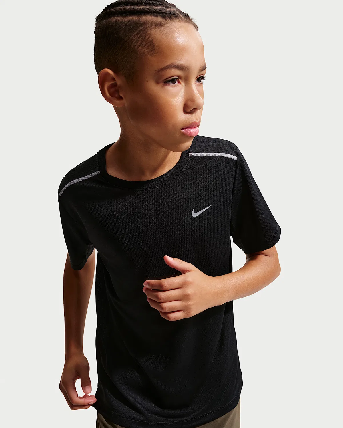 Детская футболка Nike Miler Dri-FIT с коротким рукавом, Black/Heather — фото 3