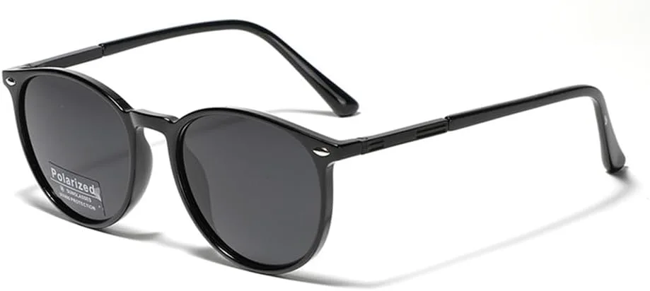 

Круглые солнцезащитные очки для женщин, поляризованные солнцезащитные очки для мужчин, очки для вождения, сверхлегкие мужские солнцезащитные очки VFDHN, Black