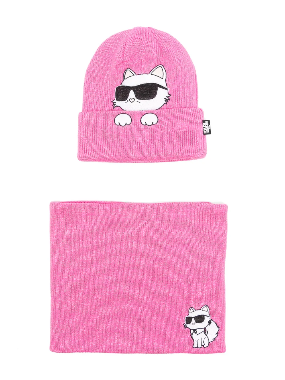 

Комплект из шапки бини и шарфа с логотипом KARL LAGERFELD KIDS, розовый