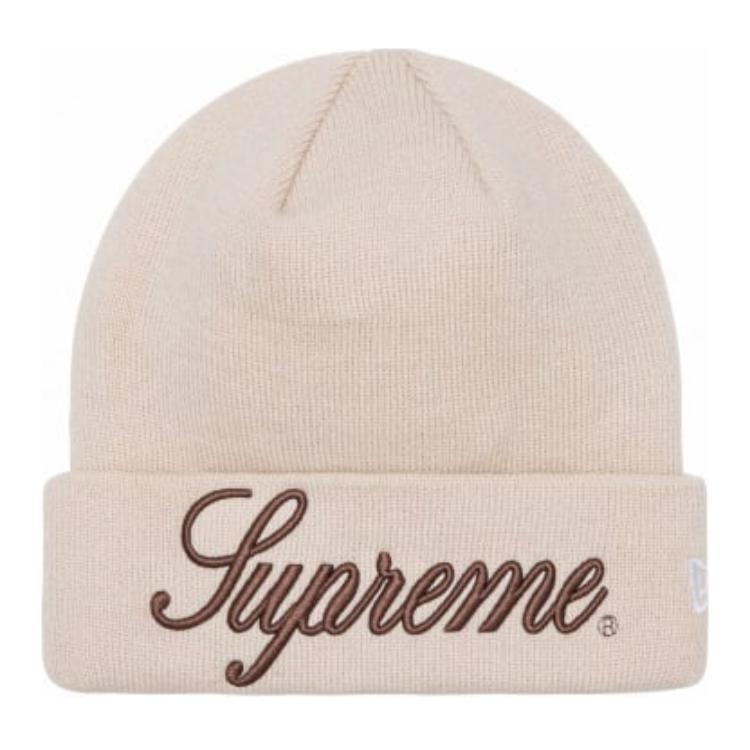 

Supreme Новая Эра вязаная шапка с надписью, Beige
