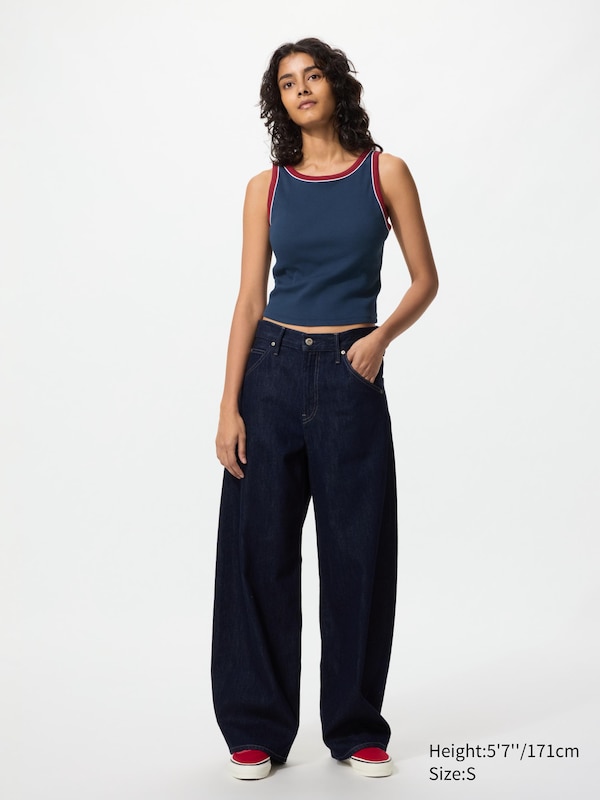 Укороченный рифленый бра-топ ringer Uniqlo, 69 navy — фото 2