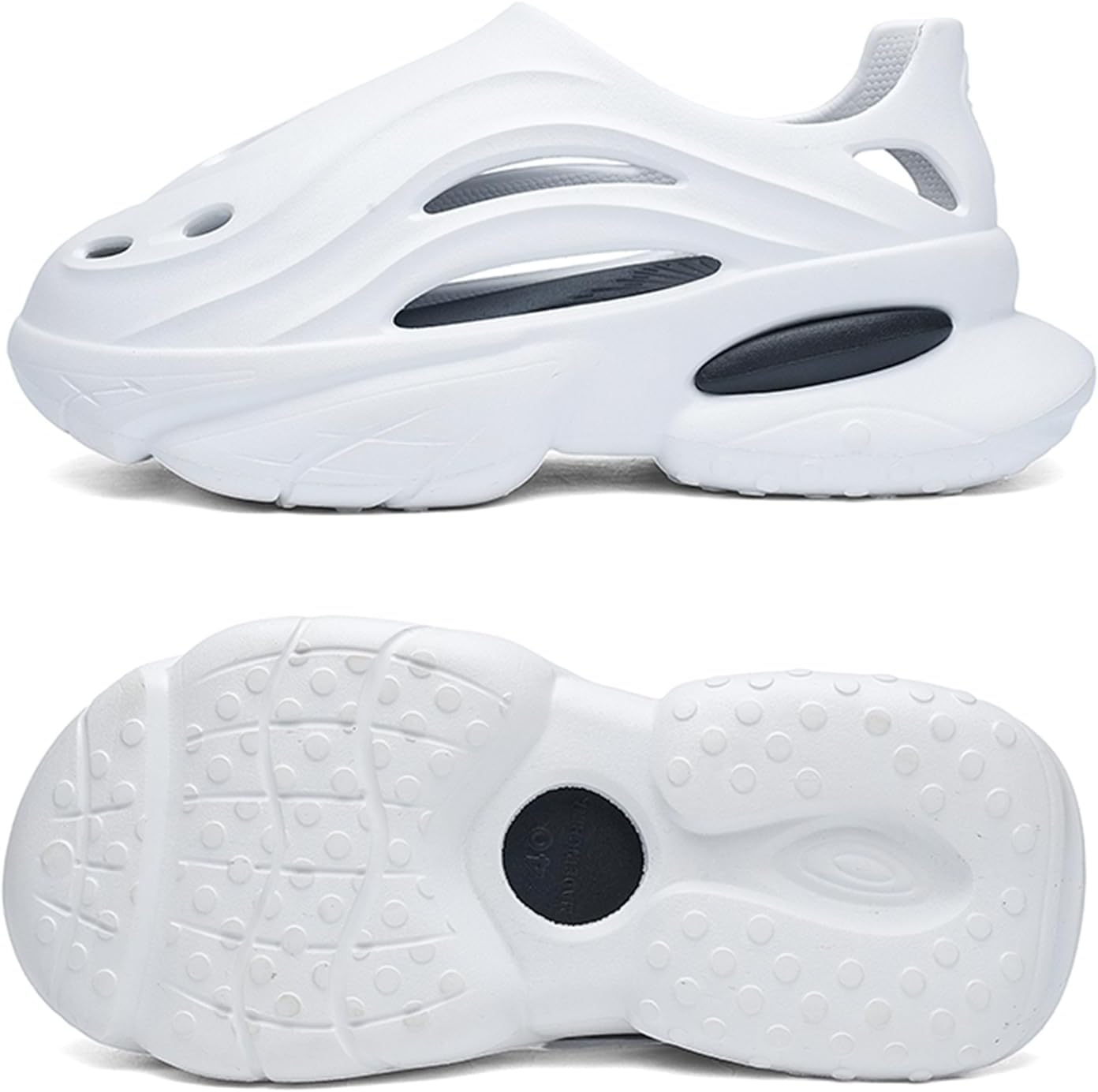 Мужские кроссовки Foam Runner с толстой подошвой из EVA, с вырезами, легкие, слипоны, для ходьбы, дышащие, мягкие пляжные сандалии Inkuil, белый — фото 4