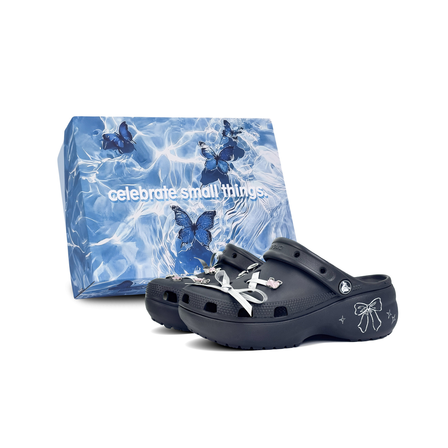 

Crocs Классические платформенные клоги унисекс серебристо-черные, цвет Silver Black