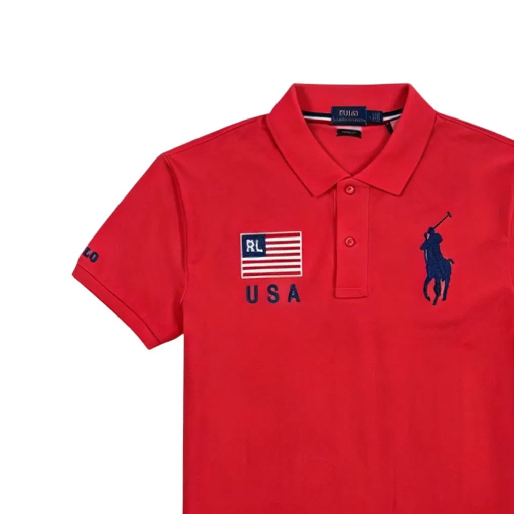 Поло женское Big Pony Polo Shirts красное Polo Ralph Lauren — фото 3