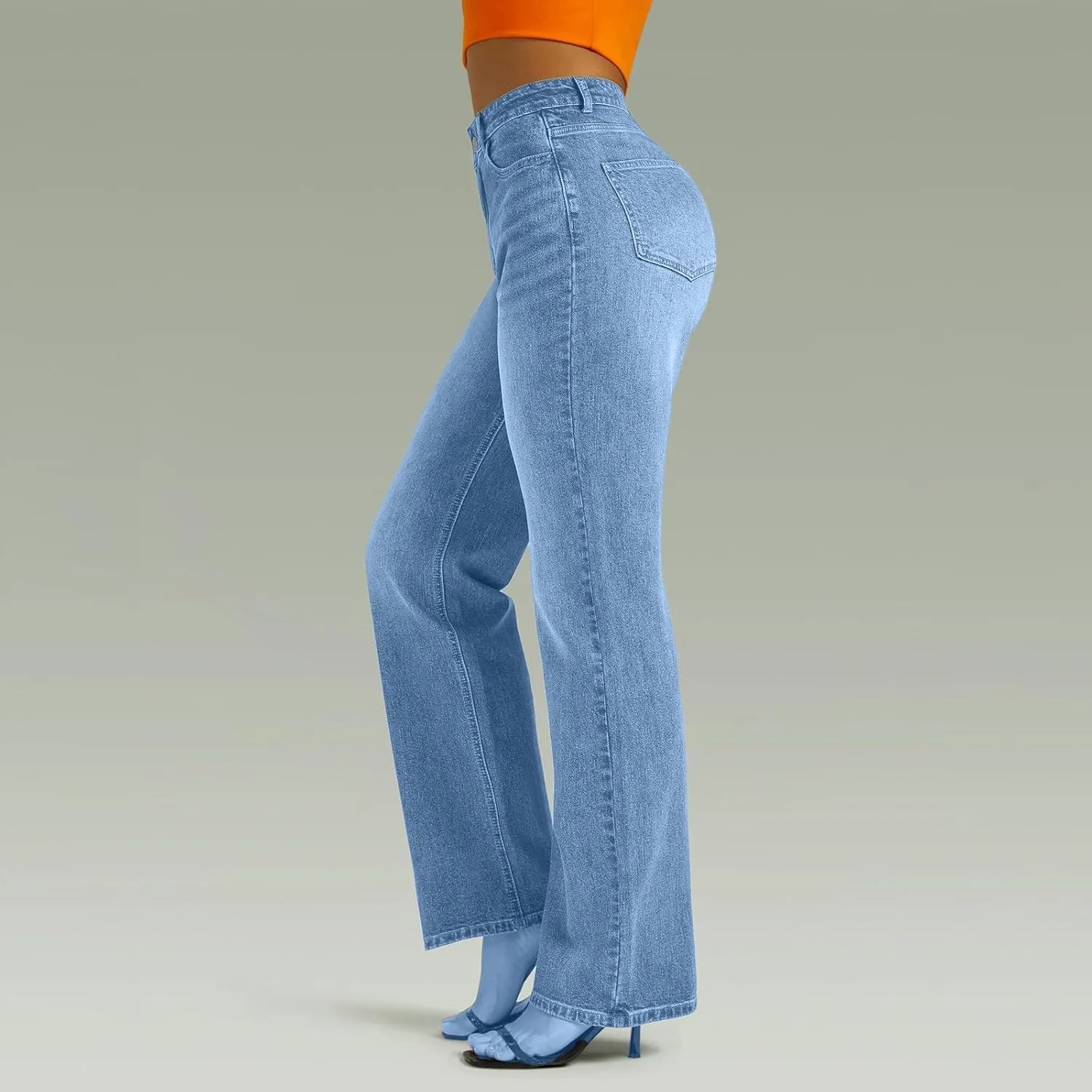 Джинсы женские High Waisted Stretchy Loose Fit с карманами — фото 3