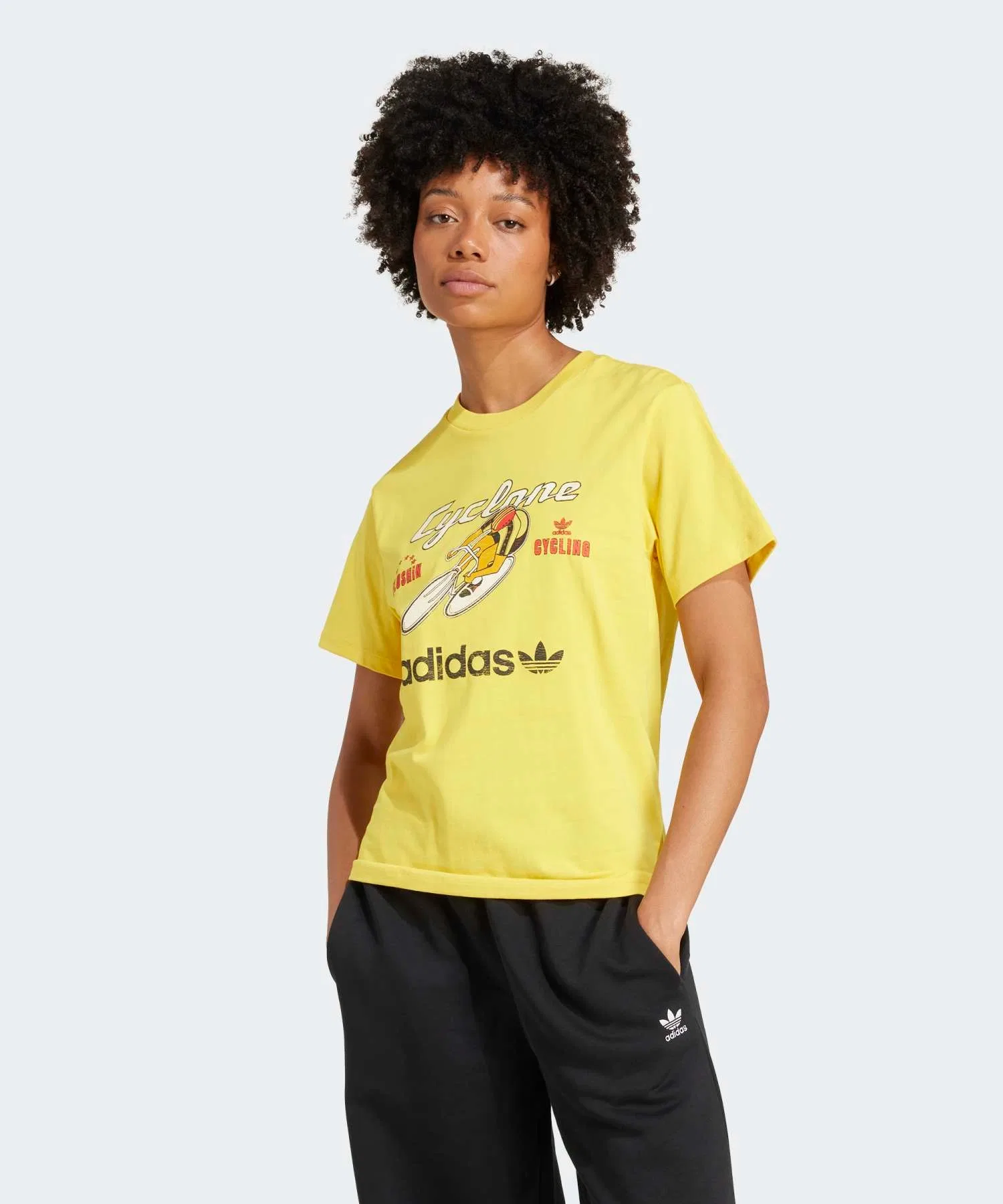Женская футболка Adidas Originals Retro Cyclone с принтом, жёлтая