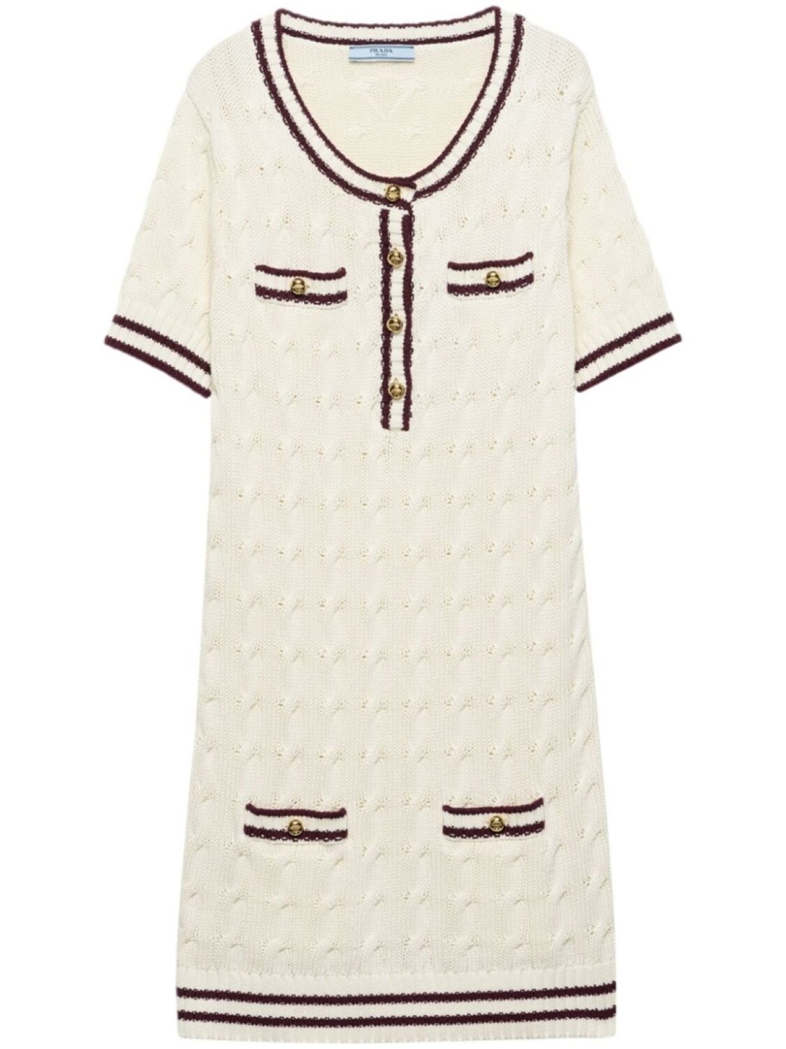 

Prada мини-платье из хлопка с круглым вырезом, белый