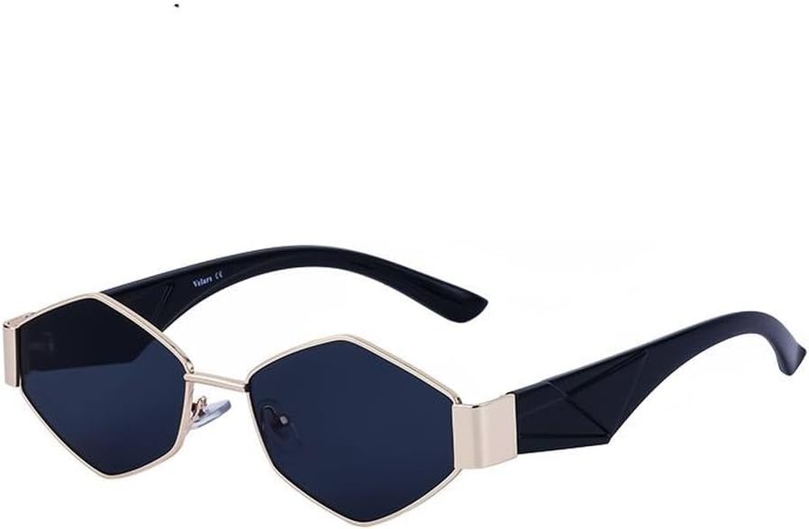 

Металлические ромбовидные солнцезащитные очки для женщин, роскошные модные солнцезащитные очки неправильной формы для мужчин, модные многоугольные солнцезащитные очки, SUN3889 Generic, C3 Gold Gray