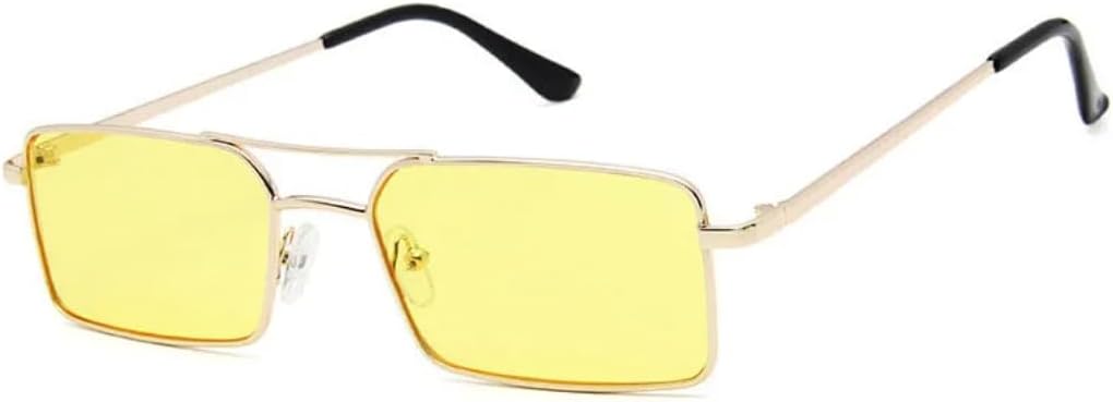 

Винтажные прямоугольные солнцезащитные очки с двойной перемычкой для женщин, металлическая оправа, прозрачные линзы Ocean Clear, мужские солнцезащитные очки UV400 UUPTTPL, Golden Yellow