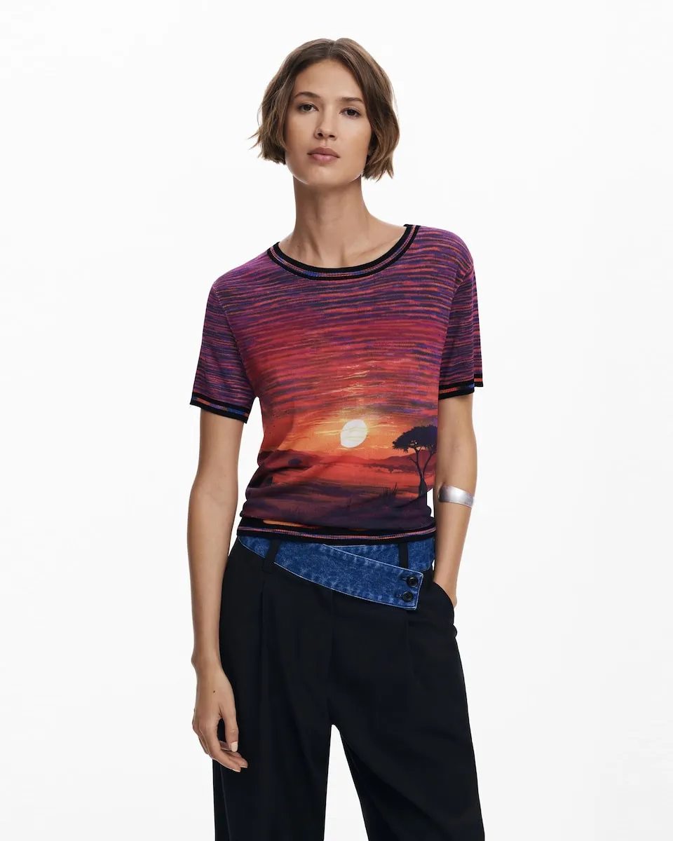 

Женская трикотажная футболка «Закат» Desigual, фиолетовый