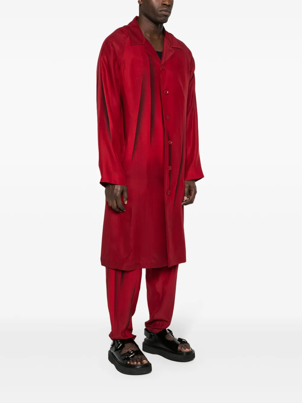 Пальто с абстрактным принтом Yohji Yamamoto, красный — фото 3
