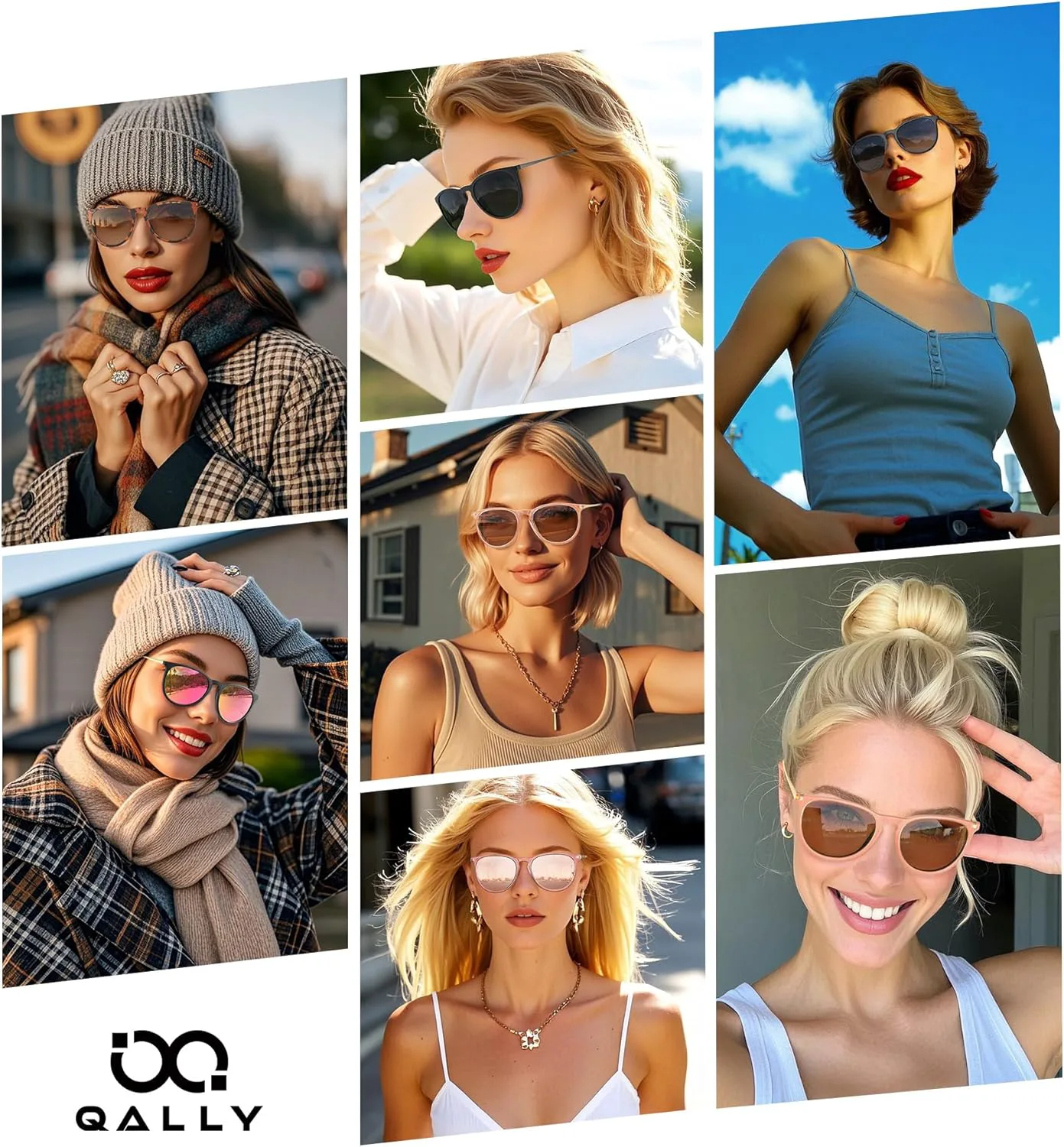 

Женские поляризованные солнцезащитные очки: ретро круглые солнцезащитные очки с защитой UV400, модный набор из 3 штук QALLY, Gradient Purple + Pink + Ice Blue