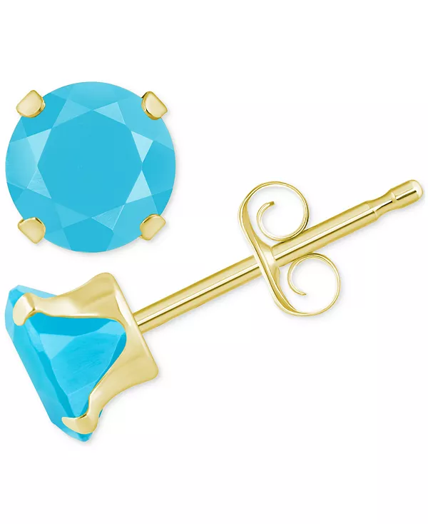 

Серьги-Гвоздики с четырьмя зубцами и розовым топазом (1-1/5 карата) из 14-каратного золота (также бирюзового цвета) Macy'S, turquoise/gold