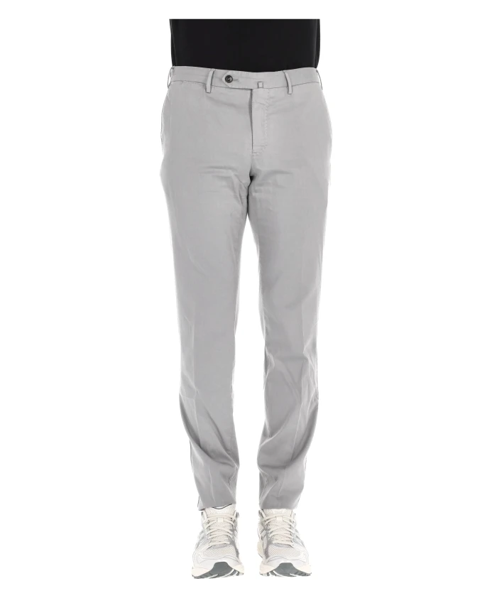 

Узкие брюки из хлопка и шелка серого цвета Pt Torino, серый