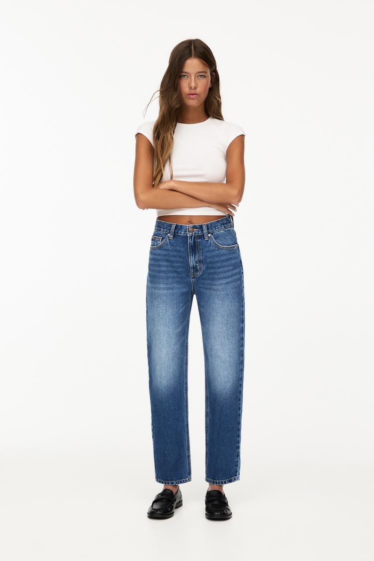 

Базовые джинсы mom Pull And Bear, синий
