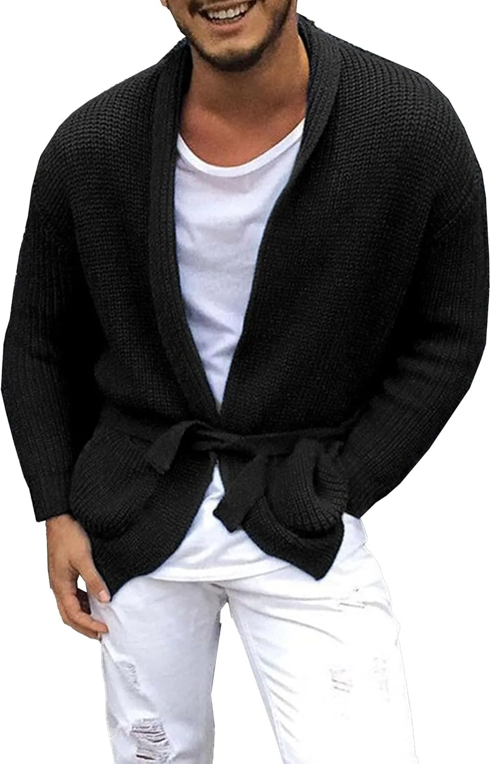 

Мужской кардиган вязаный мешковатый свитер с длинными рукавами