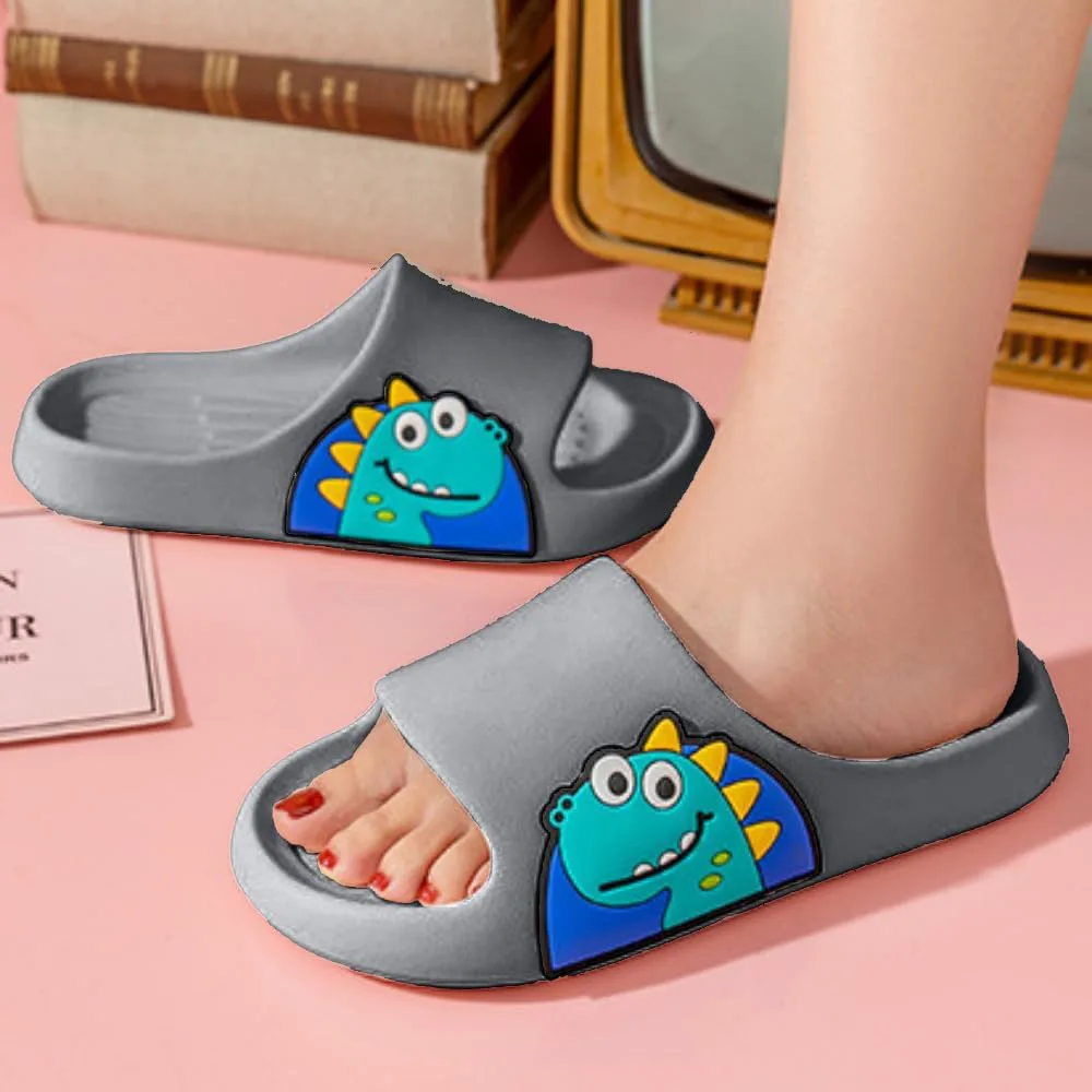 

Тапочки-динозавры милые для ванной, противоскользящие, мультяшные, пара динозавров, мужские, для ношения на улице NTRUEML, серый