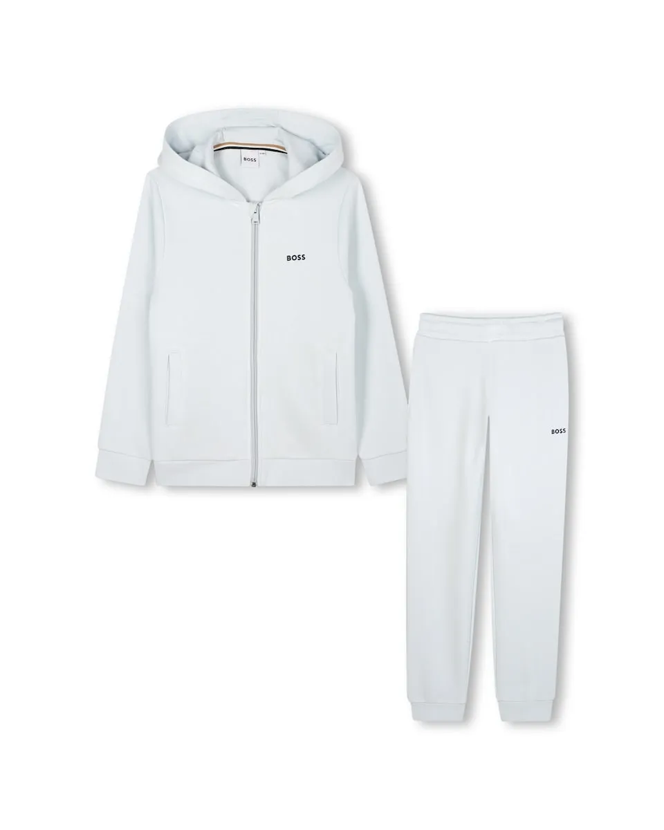 

Детский спортивный костюм с капюшоном и молнией, однотонный BOSS Kidswear, светло-голубой