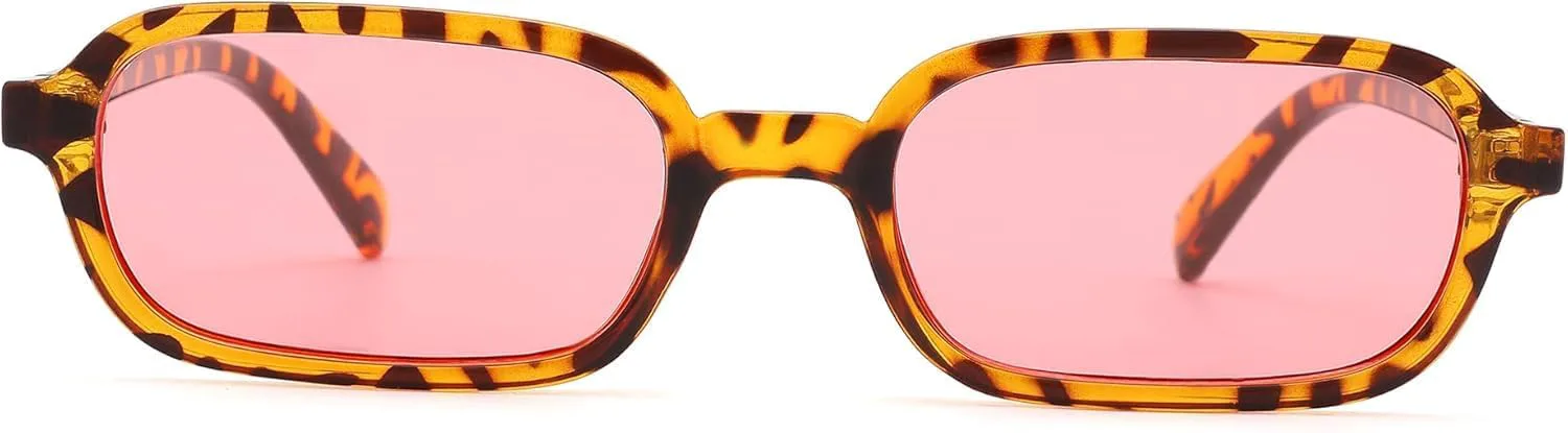 

Ретро-солнцезащитные очки-авиаторы для женщин и мужчин, модные прямоугольные солнцезащитные очки-авиаторы золотистого цвета Thryvox, B3 Leopard / Pink Lens