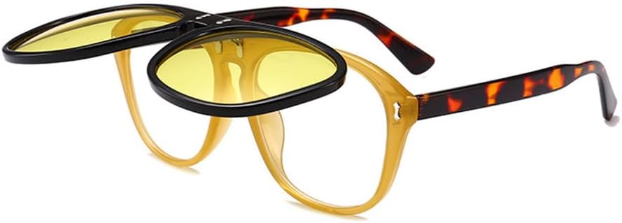 

Большие солнцезащитные очки для женщин, стильные откидные очки серого цвета, мужские двойные очки-маски унисекс, очки с защитой от УФ-излучения UV400 TKKTLLT, Black-yellow