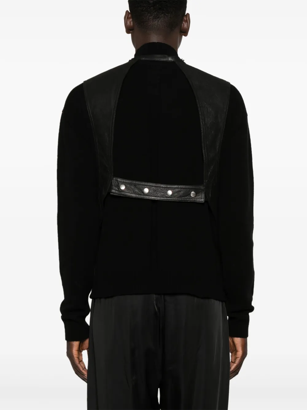 Кожаный жилет с V-образным вырезом Rick Owens, черный — фото 4