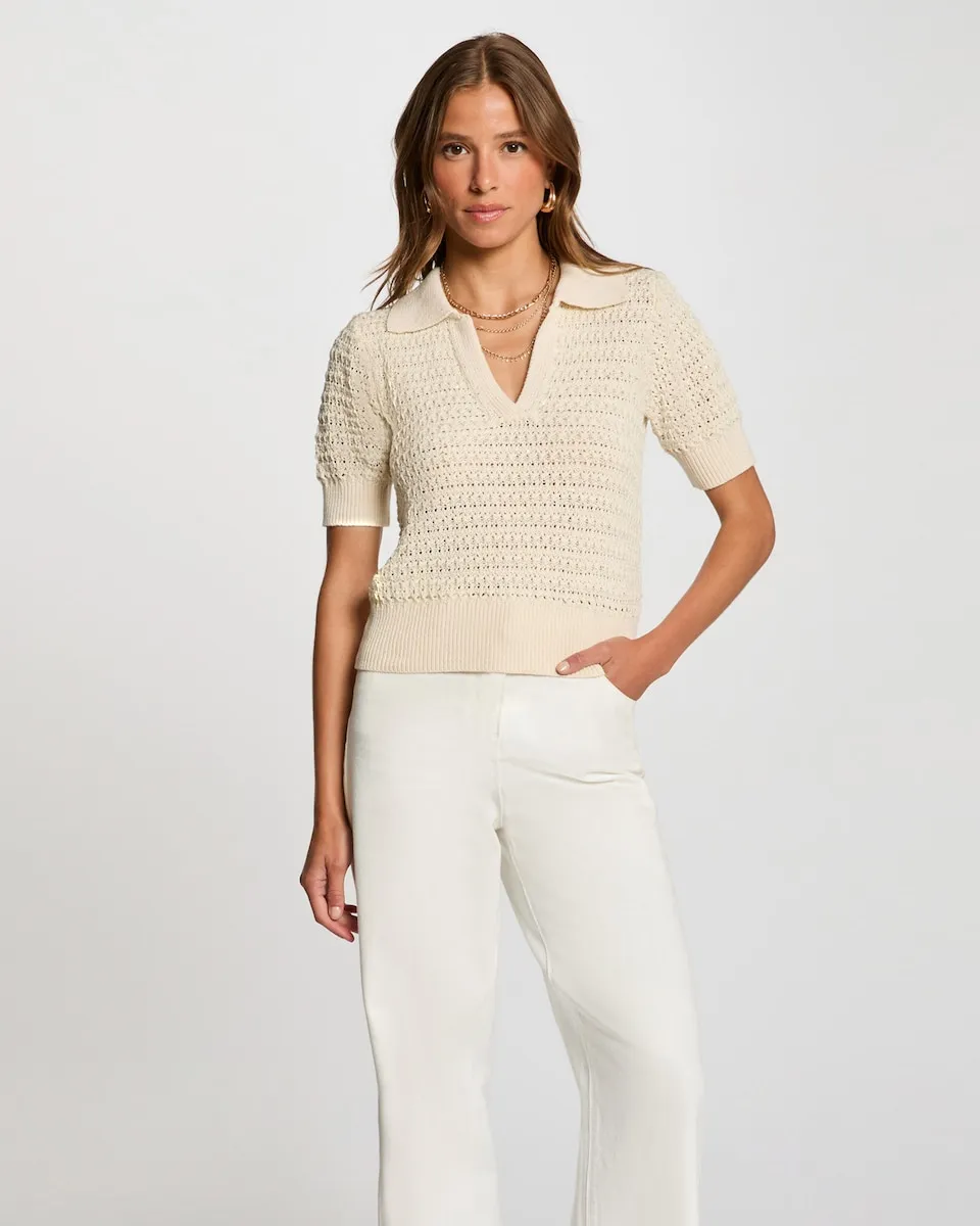 

Женский джемпер с воротником типа поло Morgan, бежевый