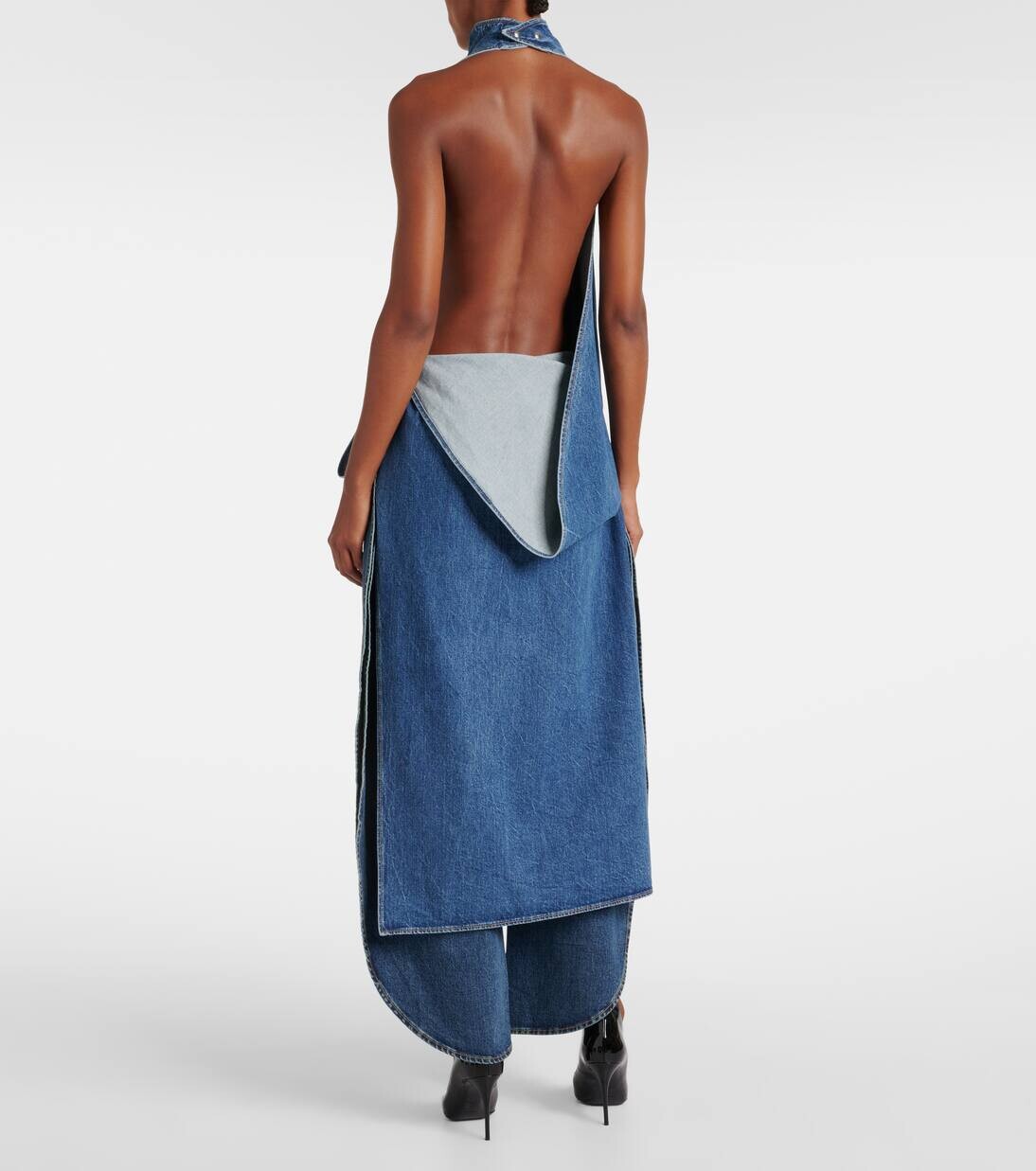 Верх из денима с накидкой Alaïa, цвет bleu vintage — фото 3