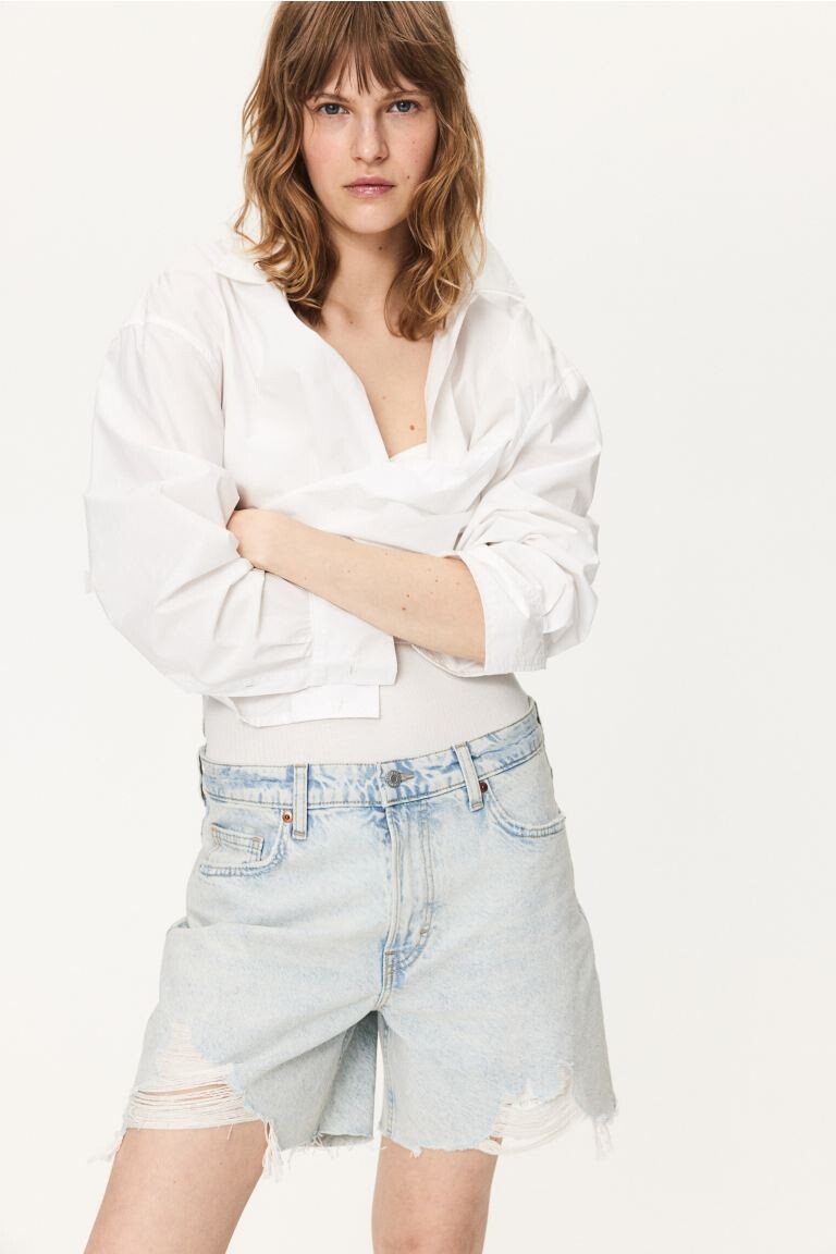 

Джинсовые шорты-бермуды H&M, синий