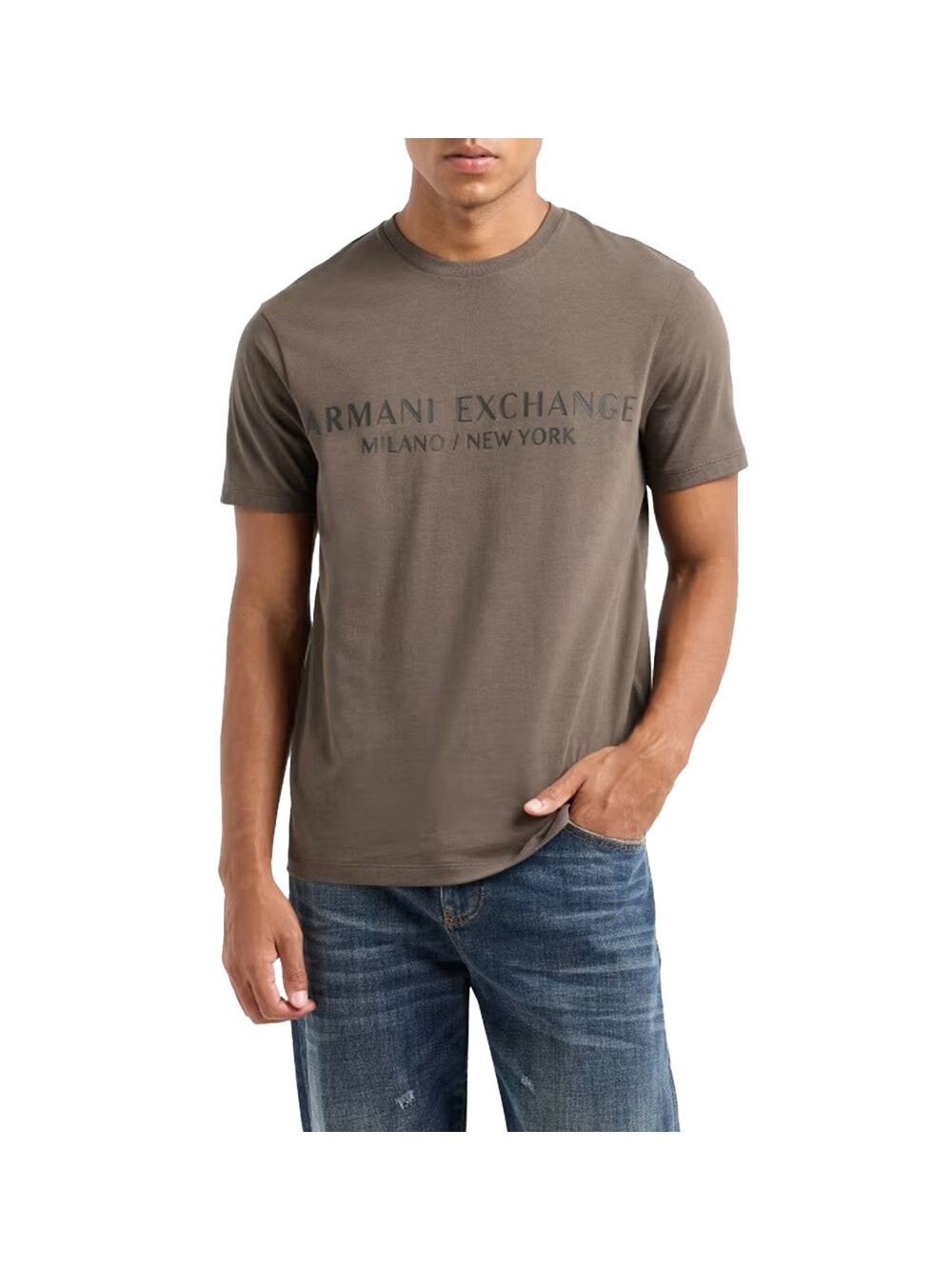 

Коричневая мужская футболка Armani Exchange