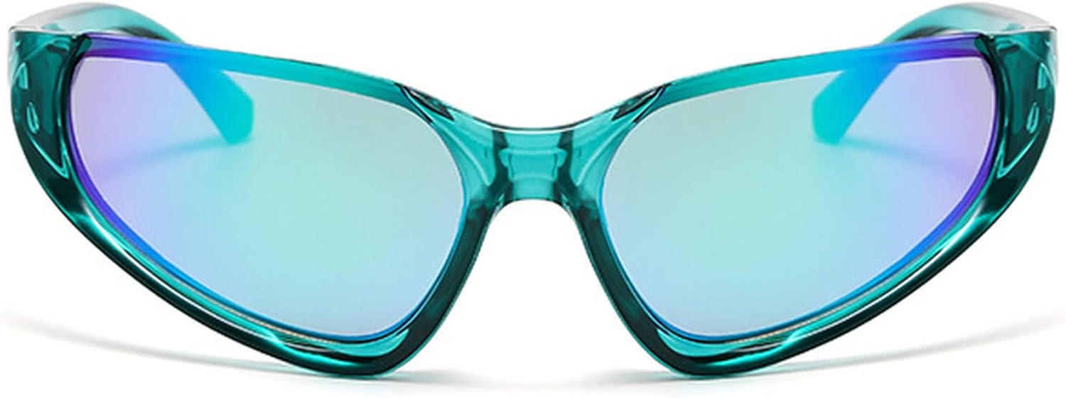 

Солнцезащитные очки Y2K для женщин и мужчин, модные солнцезащитные очки-щитки с обтекаемой формой, спортивные очки для велоспорта, вождения, зеркальные солнцезащитные очки mincl, Green