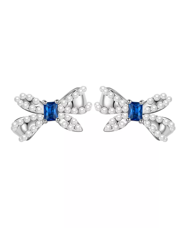 

Серьги-Гвоздики с бантиками из искусственного жемчуга и кубического циркония Macy'S, blue
